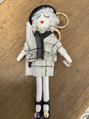 Designer French Fashion Doll Keyring - Various