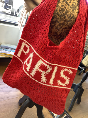 Woven Fabric Carry Bag - Paris/Red