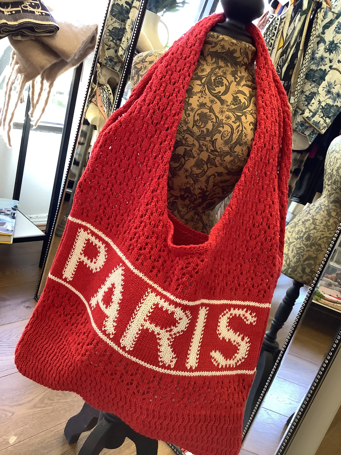 Woven Fabric Carry Bag - Paris/Red
