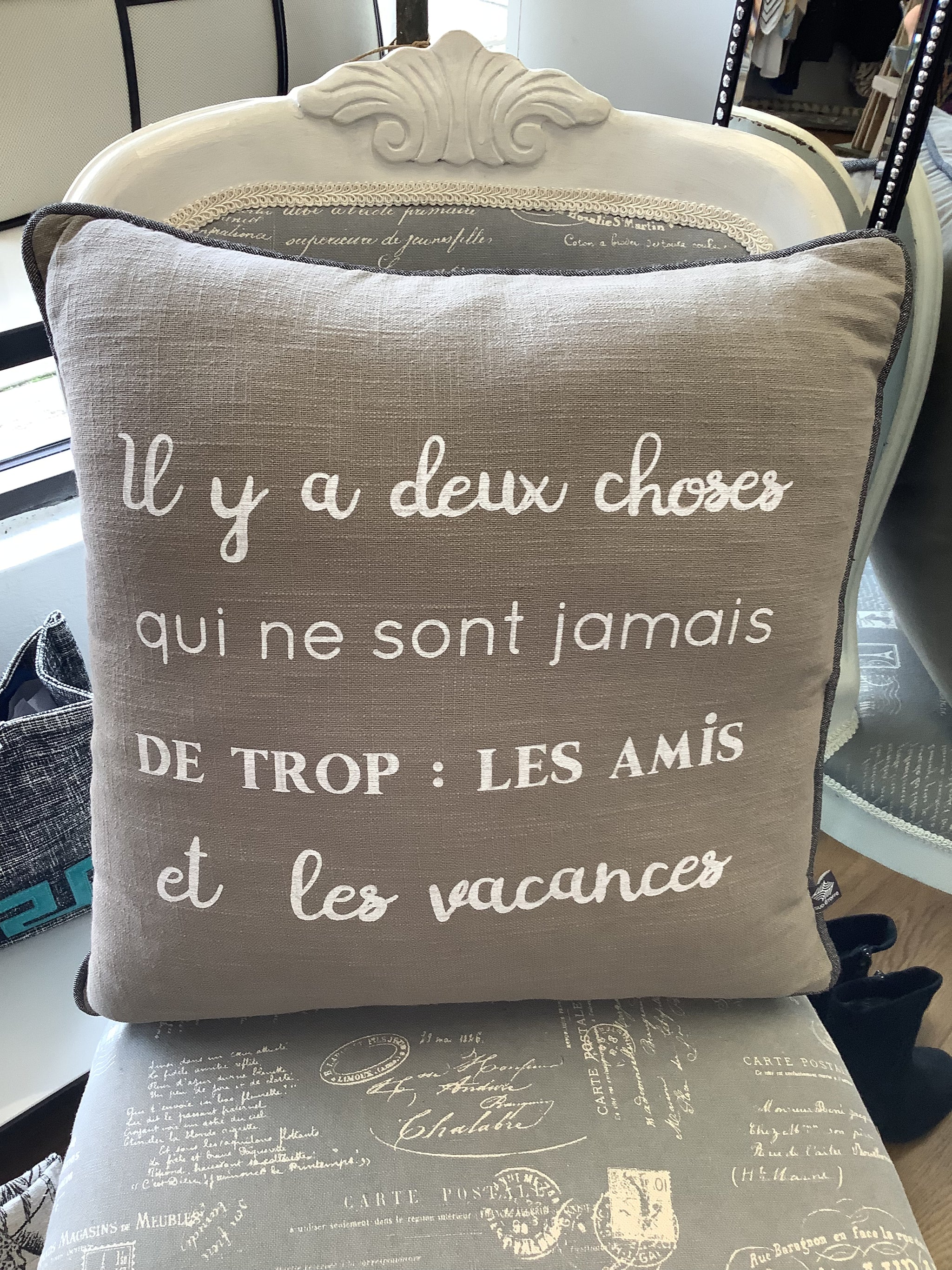 Cushion - Taupe with White French Text