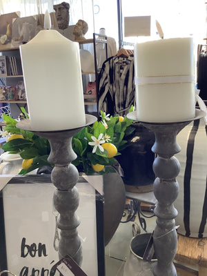 Tall Pedestal Candleholder - Brushed Metal