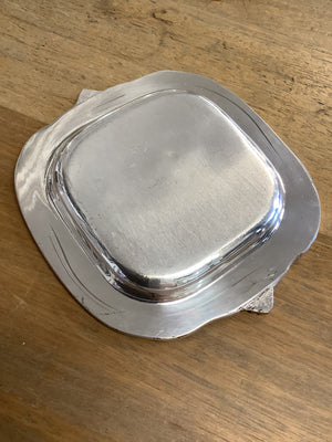 Small Square Silver Tray with Beading