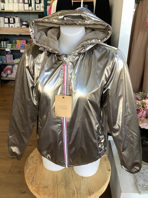 Hooded Puffer Jacket - Pewter