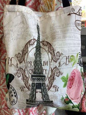 Cotton Canvas Tote Bag - Eiffel Tower