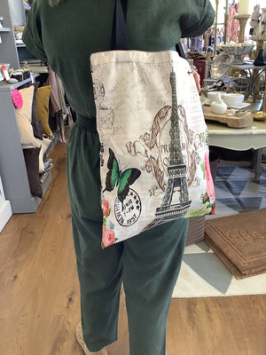 Cotton Canvas Tote Bag - Eiffel Tower