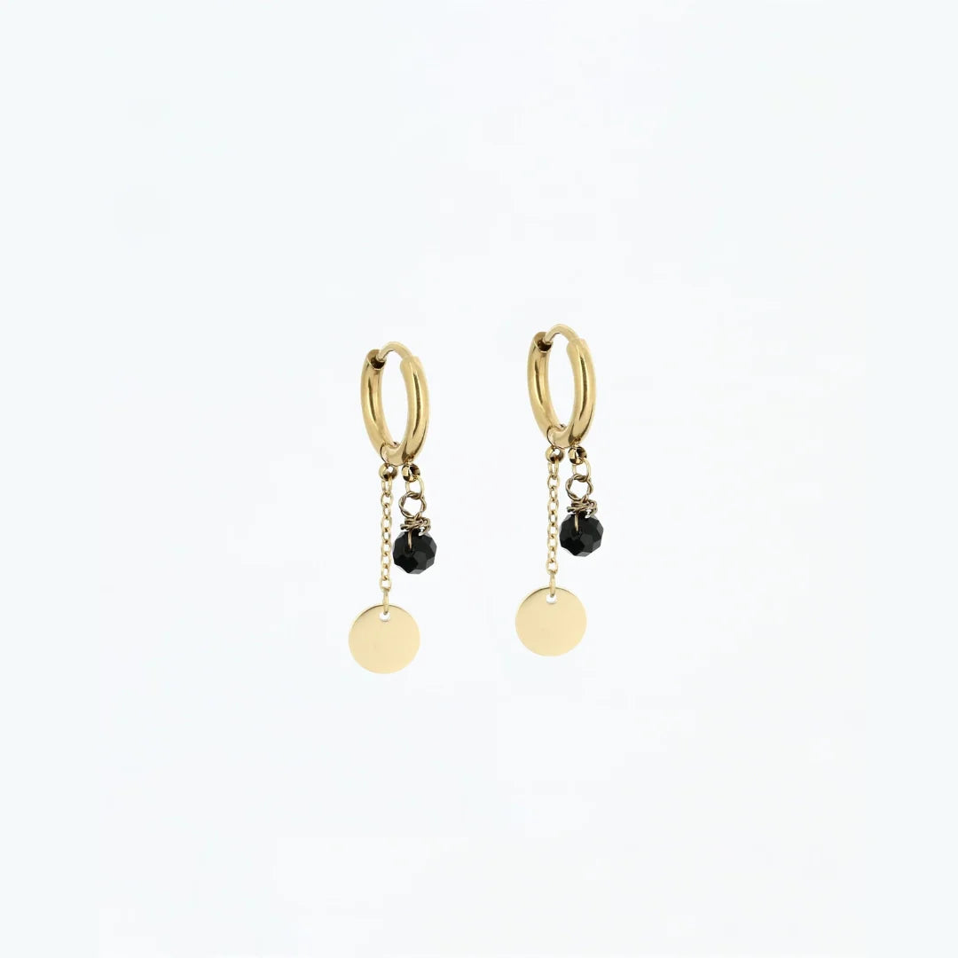 ZAG Josephine Earrings - Gold & Onyx