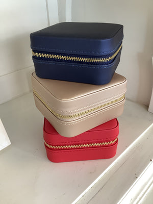 Travel Jewellery Case - Gold/Red/Navy