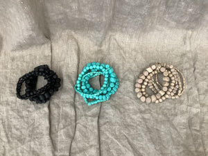 Belbora Stack Bracelet - Stone, Black, Aqua