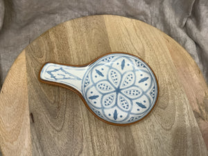 Ceramic Spoon Rest - Light Blue Floral Motif