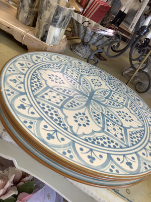 Round Ceramic Platter - Light Blue