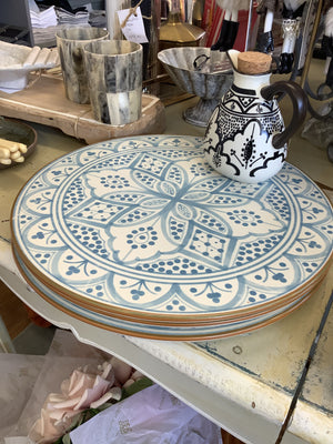 Round Ceramic Platter - Light Blue