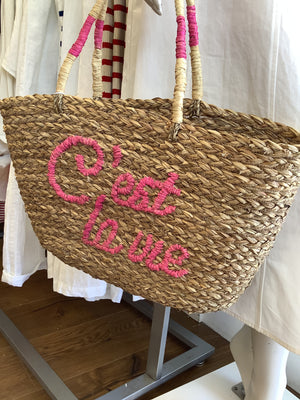 C’est La Vie Straw Tote Bag