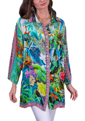 Paradise Resort 100% Silk Shirt - Green