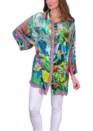 Paradise Resort 100% Silk Shirt - Green