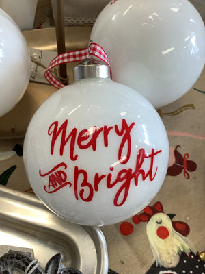 Merry & Bright Bauble - White/Red