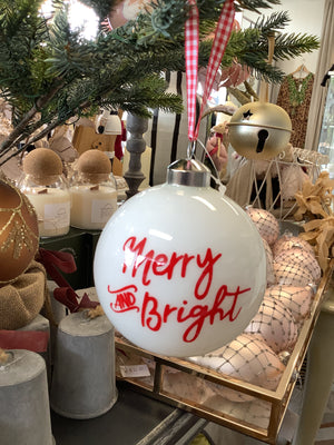 Merry & Bright Bauble - White/Red