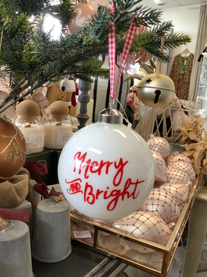 Merry & Bright Bauble - White/Red