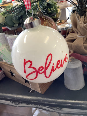 Glass Bauble - Noel / Joy / Believe