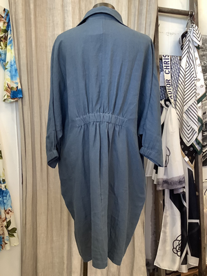 CCB Linen Dress - Blue Grey