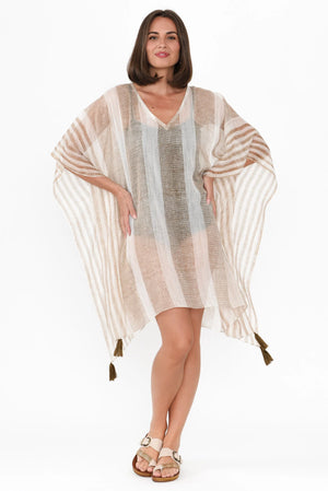 Stella Kaftan - Tribal Taupe / Stripe Black