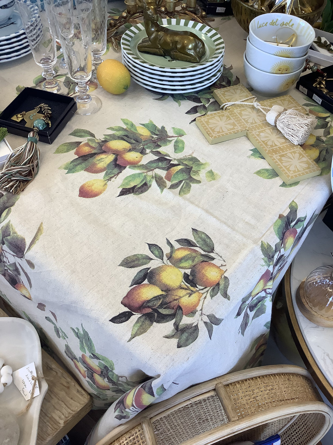 Linen Tablecloth - Lemon/Pear