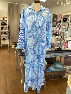 Opera Linen Kaftan - Blue