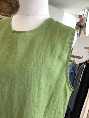 Linen Sleeveless Top - Moss Green