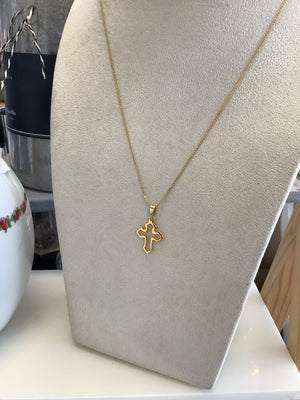 Gold Necklace with Gold Cross Pendant