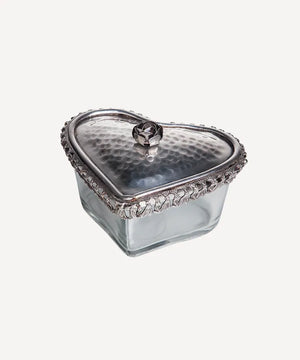 Glass Heart Trinket Box with Rose