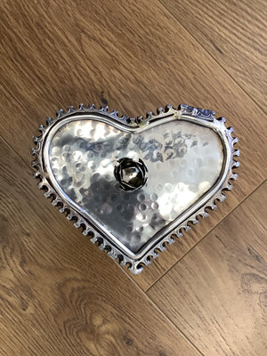 Glass Heart Trinket Box with Rose