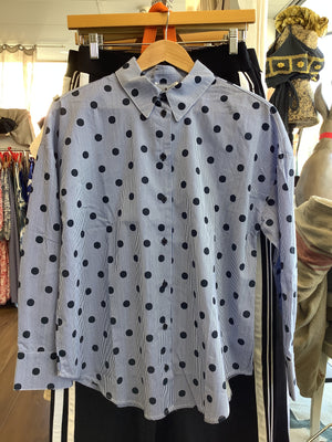 Blue Stripe with Navy Polka Dots Shirt