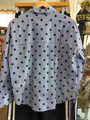 Blue Stripe with Navy Polka Dots Shirt