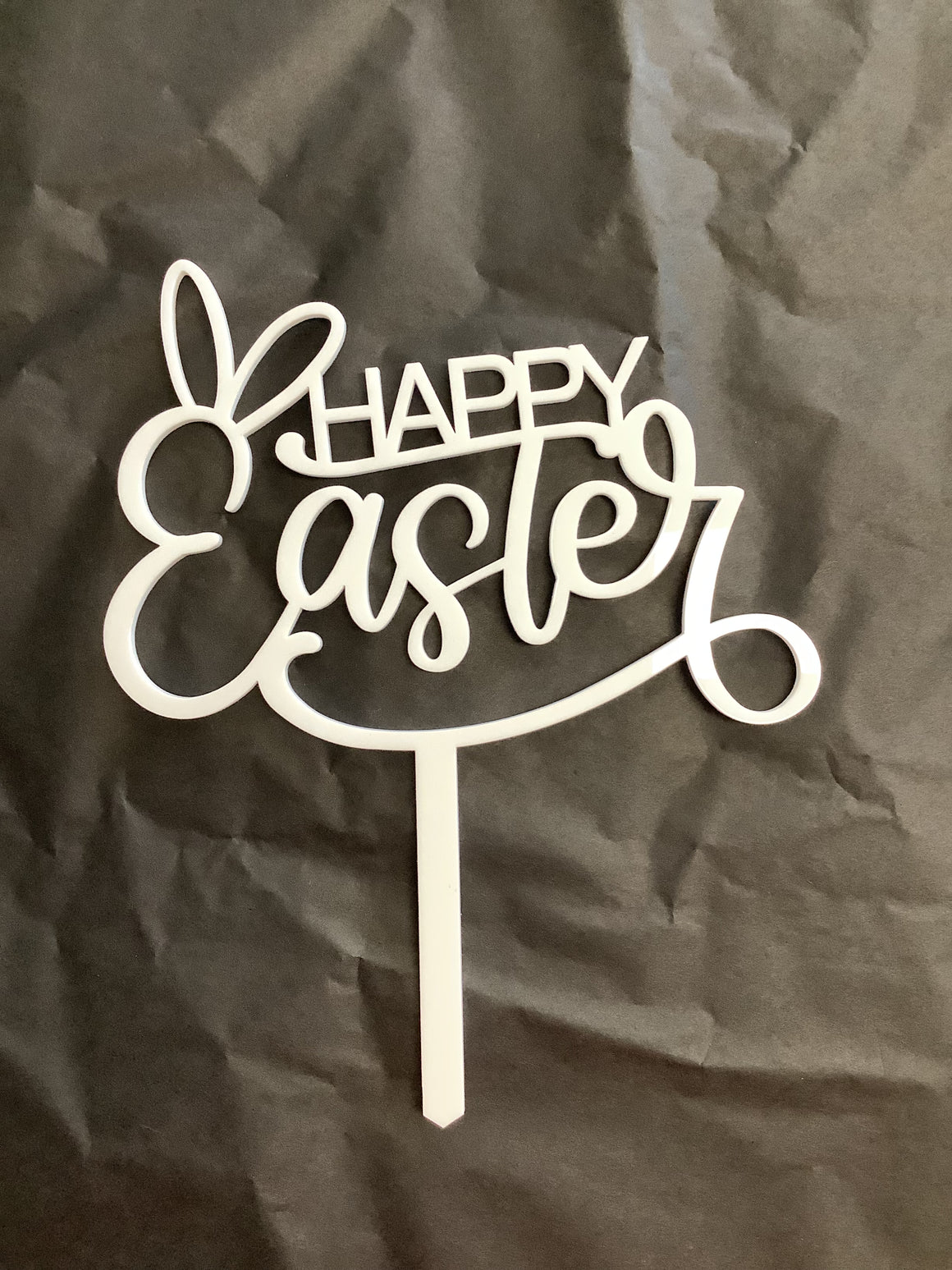 Happy Easter Cake Topper - White