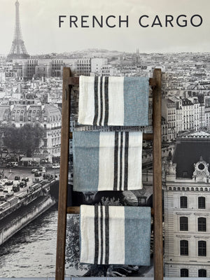 Light Blue and White Linen Tea Towel
