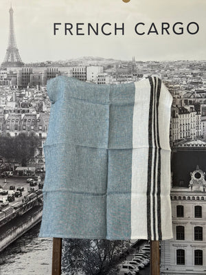 Light Blue and White Linen Tea Towel