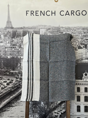 Navy and Blanc (White) Linen Tea Towel