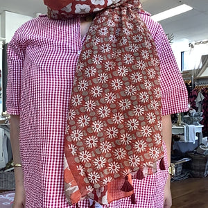 Stella Sarong Scarf - Inca Taupe/Floral Rust
