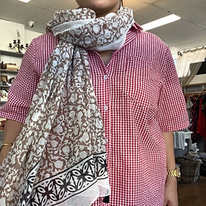 Stella Sarong Scarf - Inca Taupe/Floral Rust