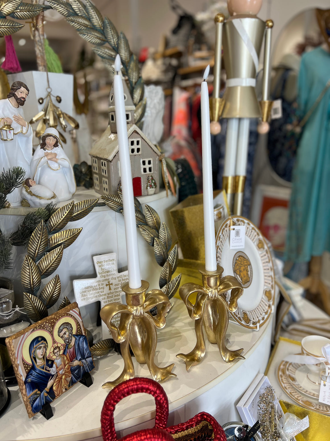 Bow Candlestick Holder - Gold