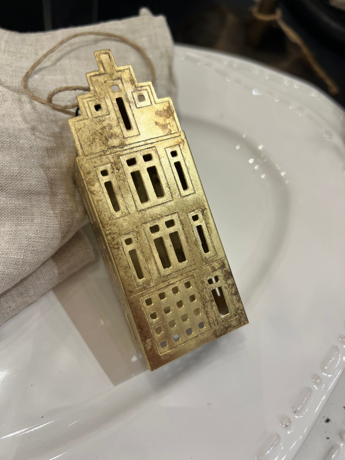 Ornate House Hanging Ornament - Gold/Silver