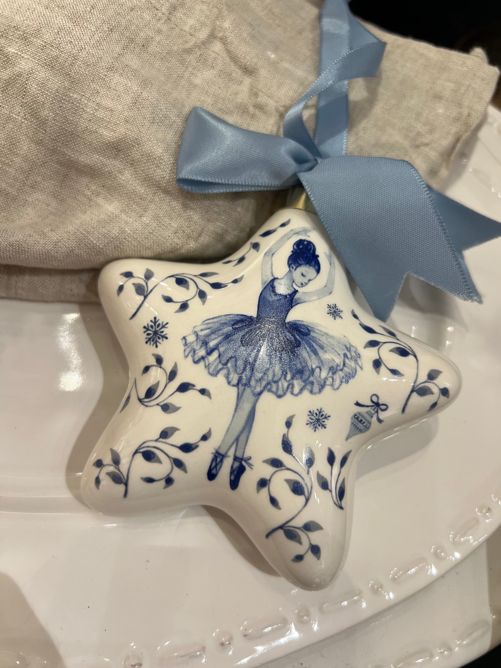 Nutcracker Wonderland Christmas Hanging Ornament - Star with Ballerina