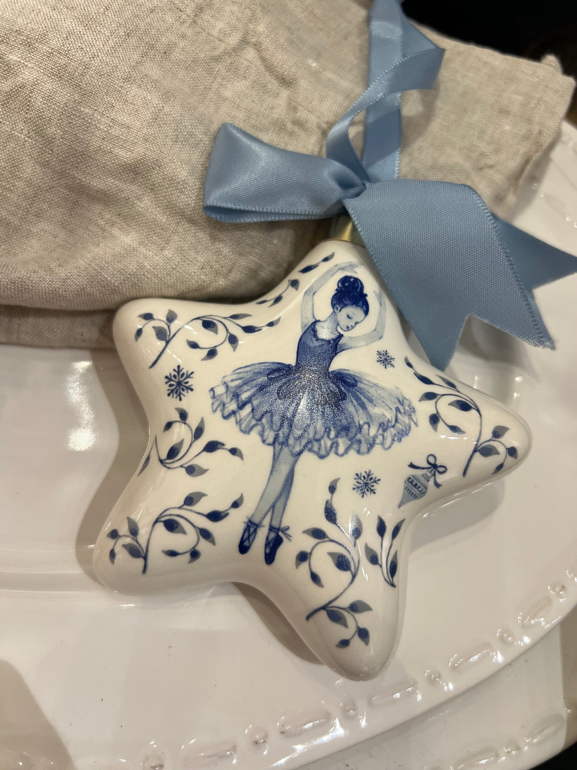 Nutcracker Wonderland Christmas Hanging Ornament - Star with Ballerina