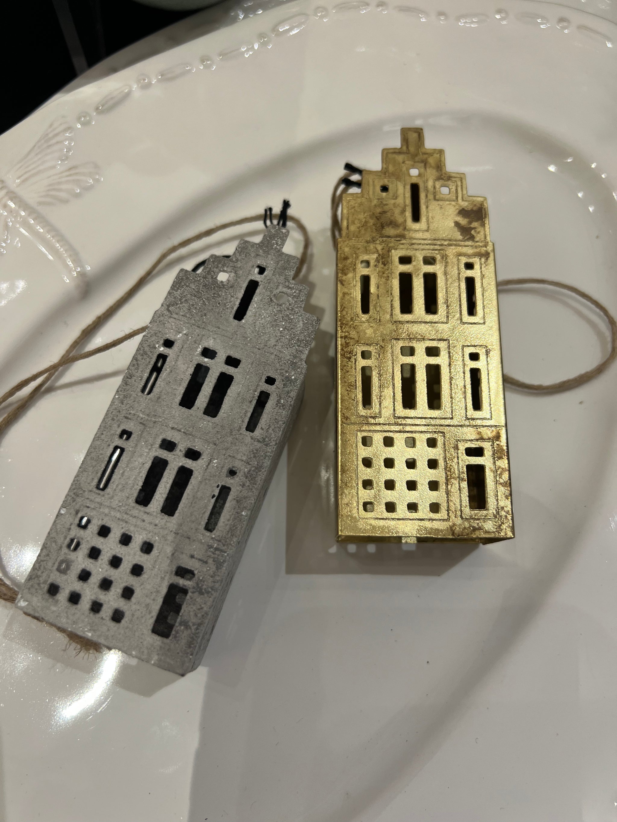 Ornate House Hanging Ornament - Gold/Silver