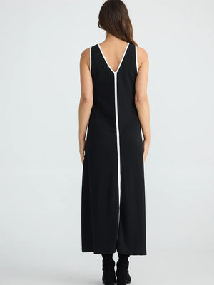 Marnie Maxie Dress - Black with a White Trim