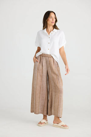 Linen Wide Leg Positano Pant - Diego Stripe