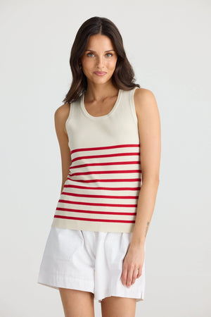 Amba Tank - Ecru / Red Stripe