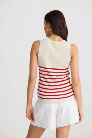 Amba Tank - Ecru / Red Stripe