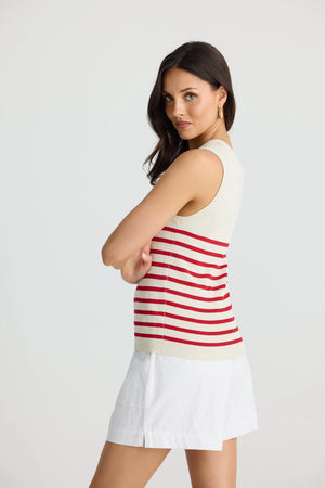 Amba Tank - Ecru / Red Stripe