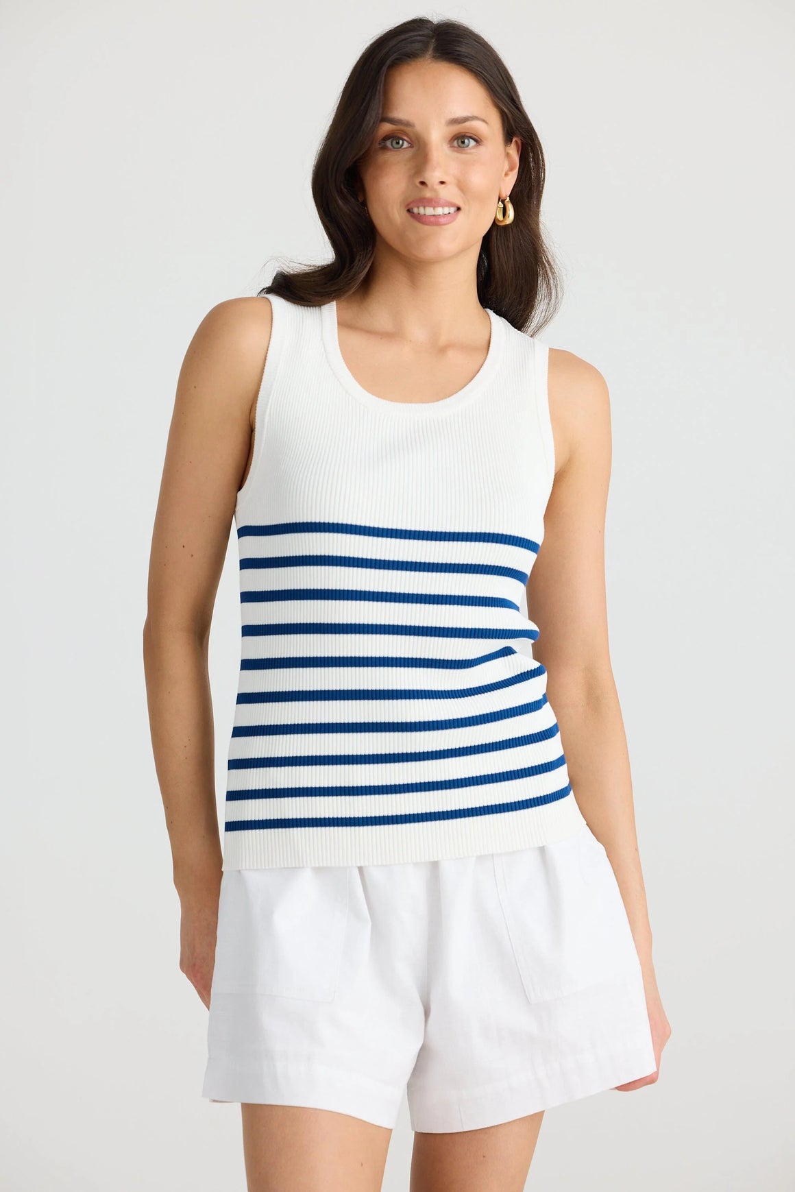 Amba Tank - White / Navy Stripe