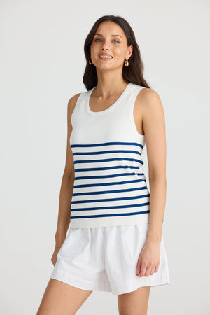 Amba Tank - White / Navy Stripe